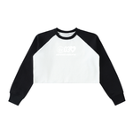 Raw-Hem Color-Block Raglan Crop Sweatshirt