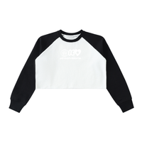 Raw-Hem Color-Block Raglan Crop Sweatshirt