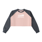 Raw-Hem Color-Block Raglan Crop Sweatshirt