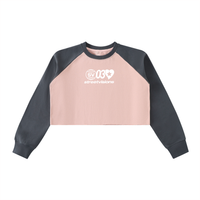 Raw-Hem Color-Block Raglan Crop Sweatshirt