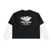 SV Layered Contrast Sleeve Cotton T-Shirt