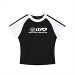 Contrast Stripes Bodycon Raglan  Sleeve T-Shirt