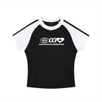 Contrast Stripes Bodycon Raglan  Sleeve T-Shirt