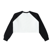 Raw-Hem Color-Block Raglan Crop Sweatshirt