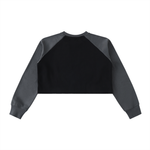Raw-Hem Color-Block Raglan Crop Sweatshirt