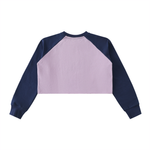 Raw-Hem Color-Block Raglan Crop Sweatshirt