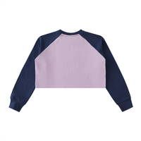 Raw-Hem Color-Block Raglan Crop Sweatshirt