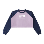 Raw-Hem Color-Block Raglan Crop Sweatshirt