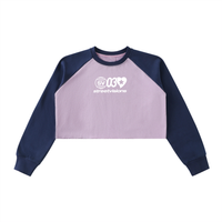 Raw-Hem Color-Block Raglan Crop Sweatshirt
