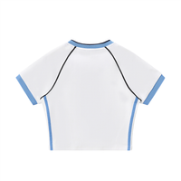 Contrast Trim V-Neck Crop T-Shirt
