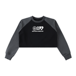 Raw-Hem Color-Block Raglan Crop Sweatshirt